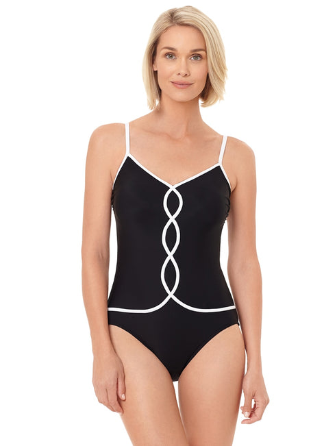 Penbrooke Women's Solid Colorblock One Piece Swimsuit