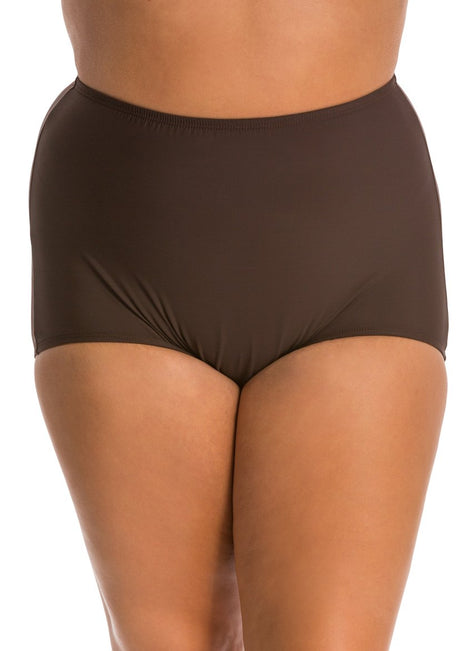 Topanga Plus Size Solid Conservative Brief Bikini Bottom