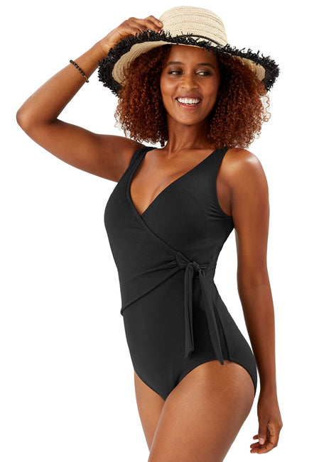 Tommy Bahama Women's Pique Colada Wrap One Piece Swimsuit