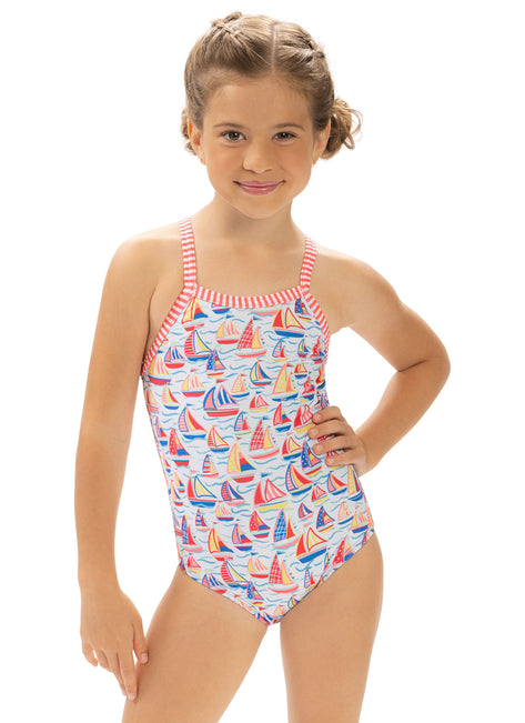 Dolfin Girls' High Tide Printed One Piece Swimsuit (Little Kid)