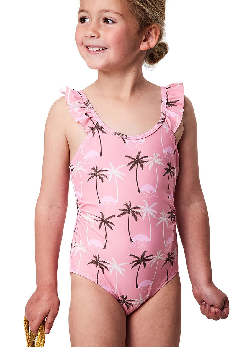 Snapper Rock Girls' Palm Paradise Frill Strap One Piece Swimsuit