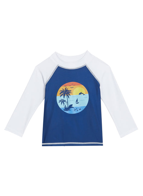 Flap Happy Girls' Sunset Palms UPF 50+ Rash Guard (Baby, Toddler, Little Kid)