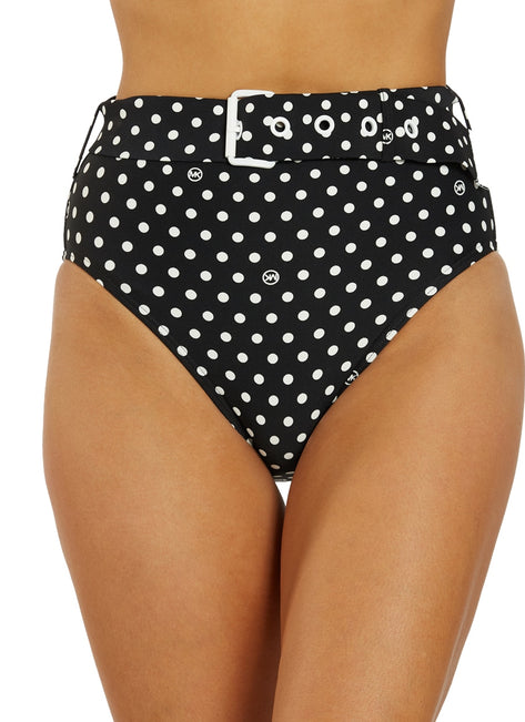 Michael Kors Women's Dot High Waist Belted Bikini Bottom