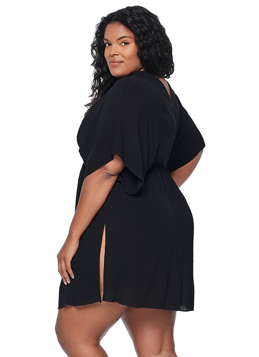 Lauren Ralph Lauren Women's Plus Size Crinkle Rayon Tunic Black