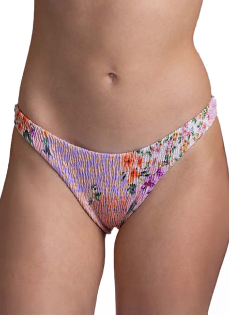 JOLYN Women's Kelia Cottage Patch Smocked French Cut Bikini Bottom