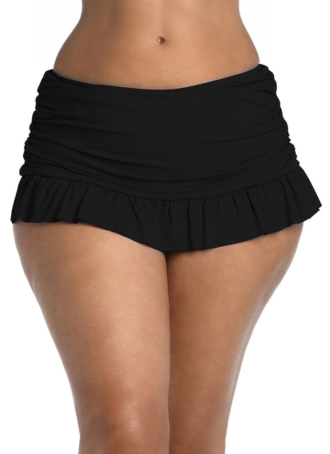 La Blanca Women's Plus Size Island Goddess Ruffle Swim Skirt