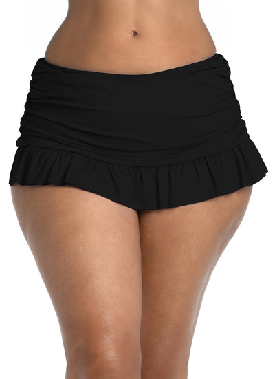 La Blanca Women's Plus Size Island Goddess Ruffle Swim Skirt