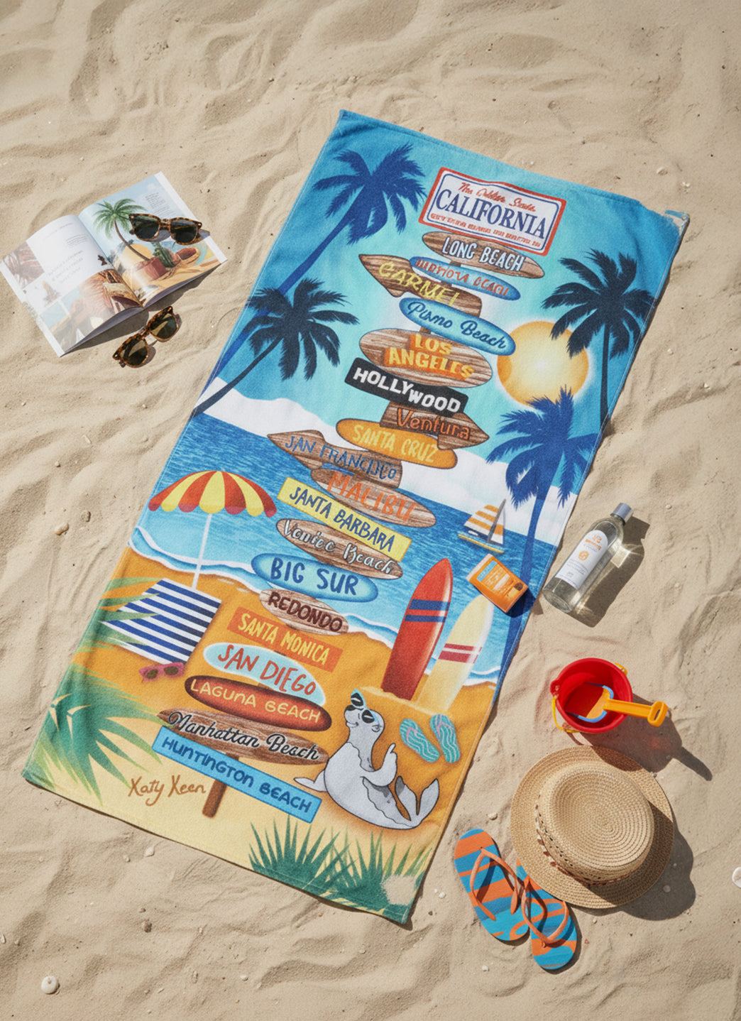 A to Z Towels California Signs Beach Towel 30”X 60” at SwimOutlet.com