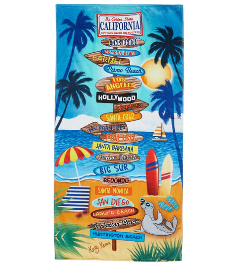 A to Z Towels California Signs Beach Towel 30”X 60”