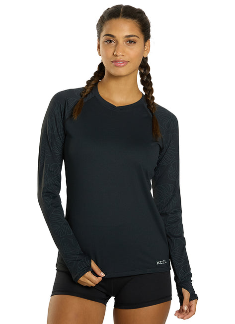 Xcel Women's Ventx Hawaiian Inspired Leaf Print Long Sleeve UV Rashguard