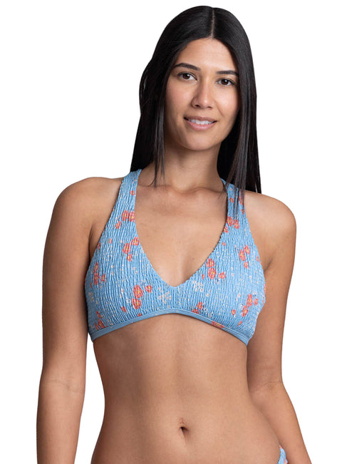 JOLYN Women's Aster Rosalinda Smocked Racerback Bikini Top