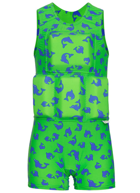 My Pool Pal Boy's Bright Green and Blue Dolfin Floatation Swimsuit
