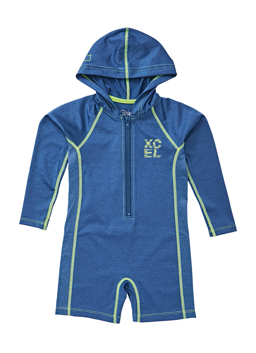 Xcel Premium Stretch Long Sleeve Front Zip Hooded UPF 50 Sunsuit