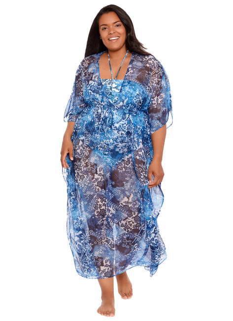 Lauren Ralph Lauren Plus Size Midi Caftan Swim Cover Up