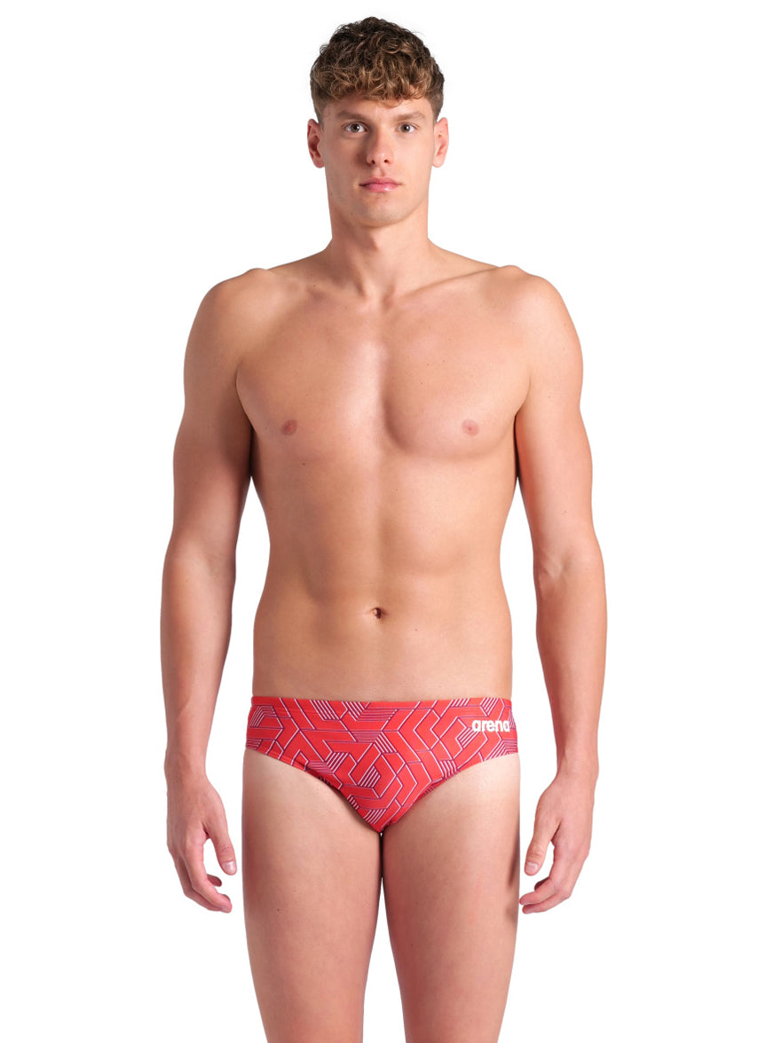 ARENA M Flashing Lights Slip Da Nuoto Uomo – Tessuto MaxFit Anti-Cloro, Protezione UV, Lunghezza Lato 7 Cm