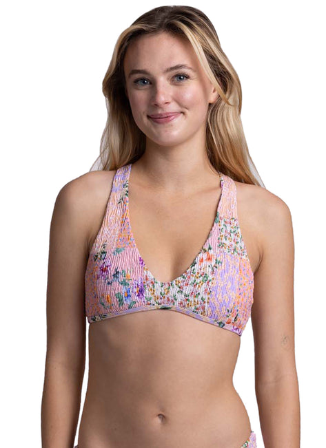 JOLYN Women's Aster Cottage Patch Smocked Racerback Bikini Top