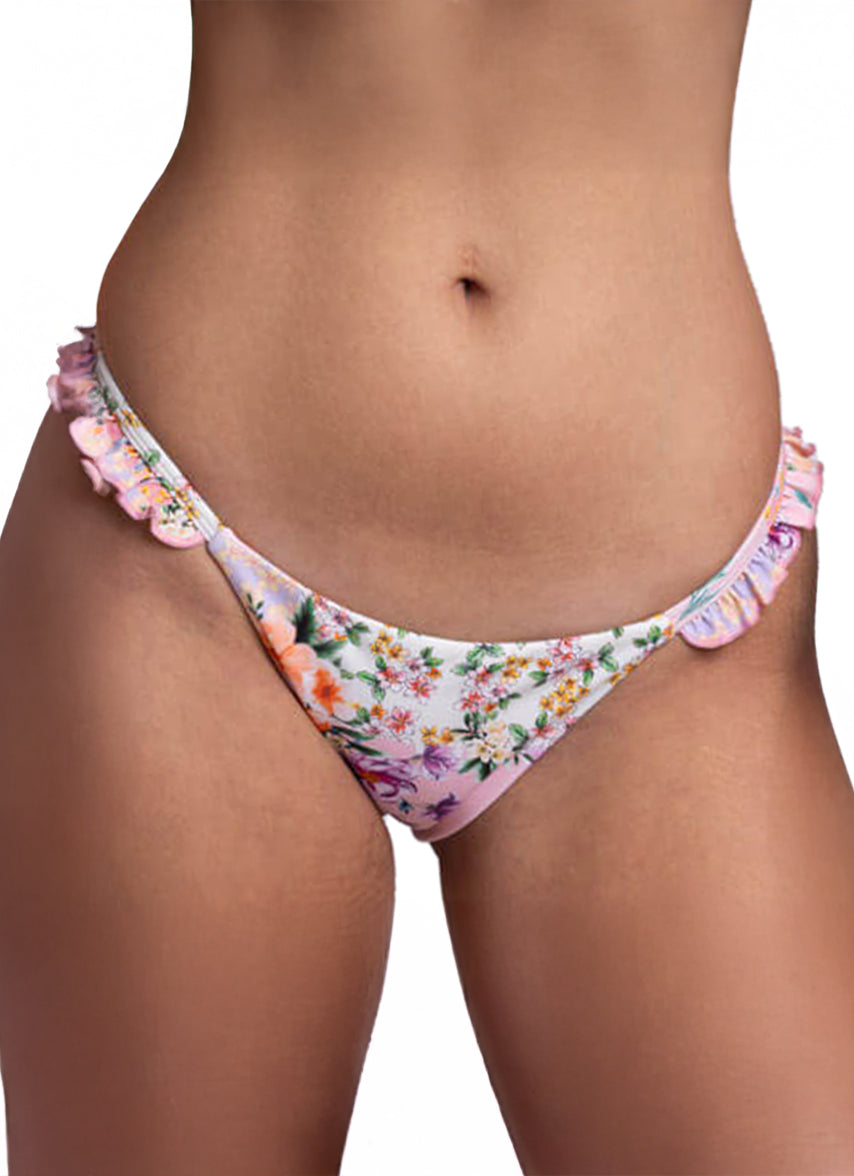 JOLYN Women's Karlee Cottage Patch Side Ruffles Low Rise Bikini