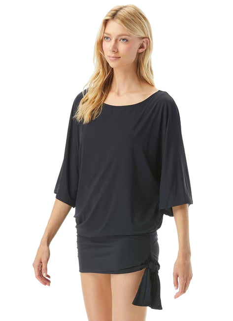 Michael Kors Women's Iconic Solid Side Tie Cover Up Dress