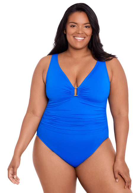 Lauren Ralph Lauren Plus Size Ring Over The Shoulder One Piece Swimsuit