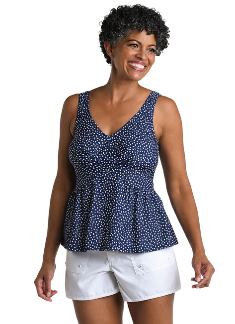 Maxine Women's Seaside Dot Empire Tankini Top