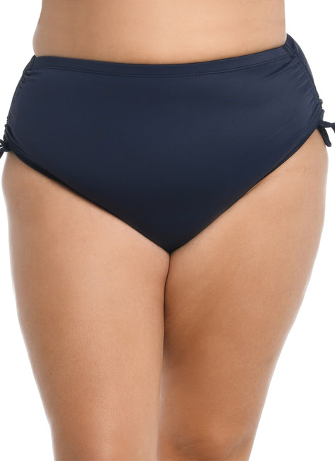 Maxine Women's Plus Size Solid Adjustable Ties Full Bikini Bottom