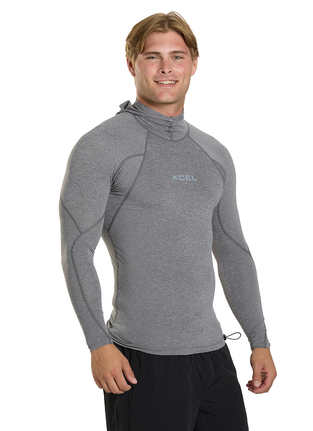 RASH WETSUITS 羽バッククルーネックスウェット ヘザーグレー XL Xcel Men's Heathered Premium Stretch Performance Fit Hoodie UV at
