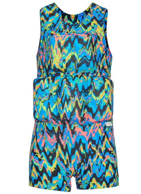 My Pool Pal Boy's Neon Multi Chevron Floatation Swimsuit