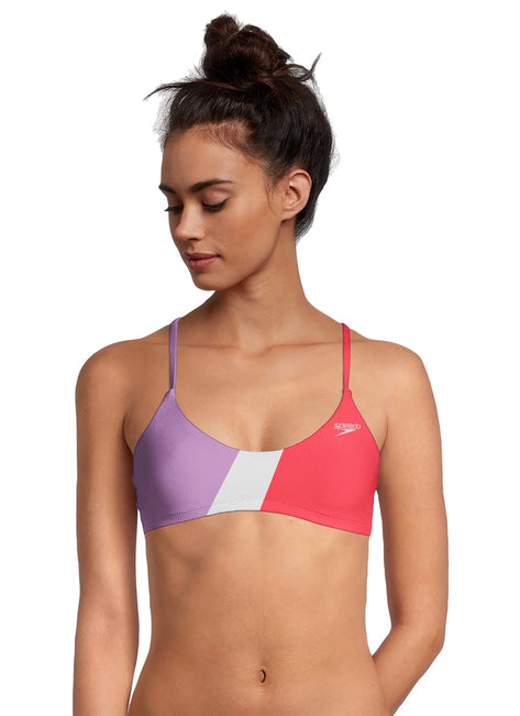 Speedo Women's Color Blocked Tie Back Bikini Top