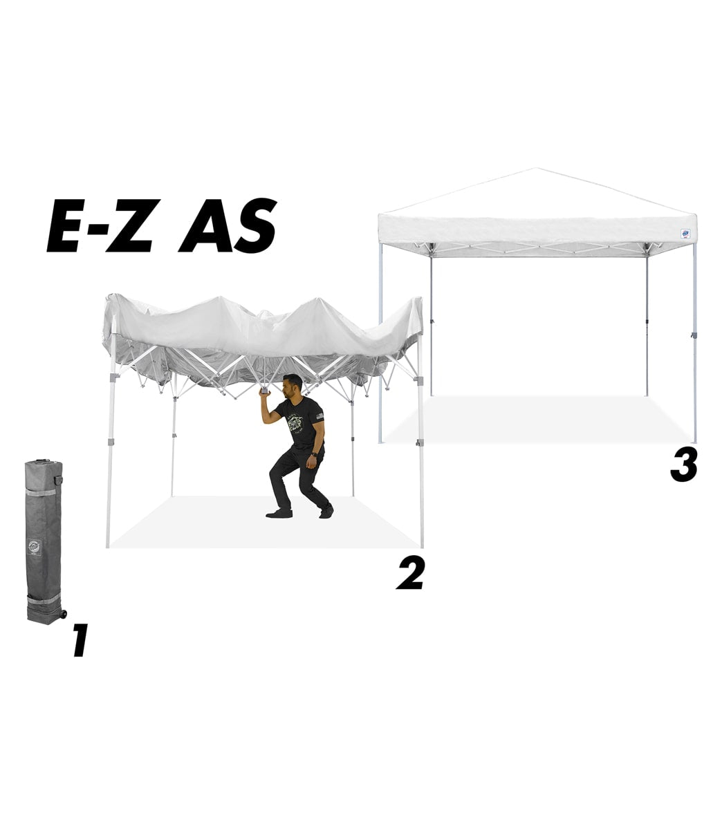 E-Z UP PTSWH10 Patriot ONE-UP Instant Shelter 10' x 10' White Canopy with White Frame