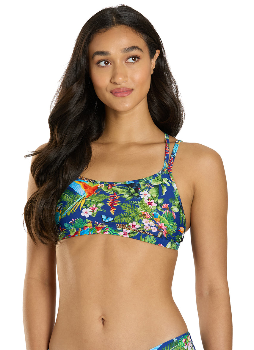 Sporti Active Tropical Oasis Double Cross Workout Bikini Top at