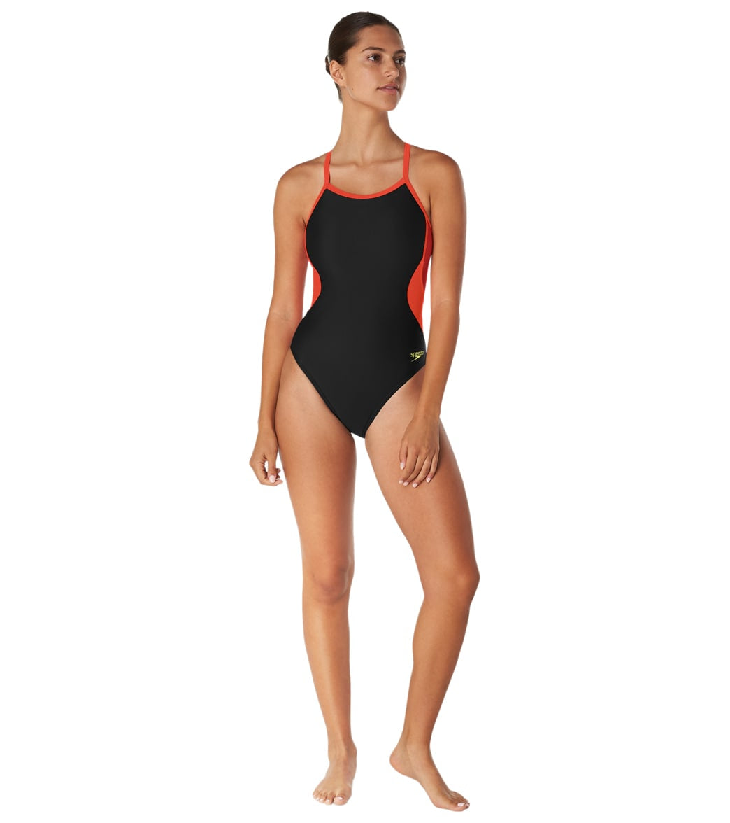 Speedo Women's Eco Splice Flyback One Piece Swimsuit at SwimOutlet.com