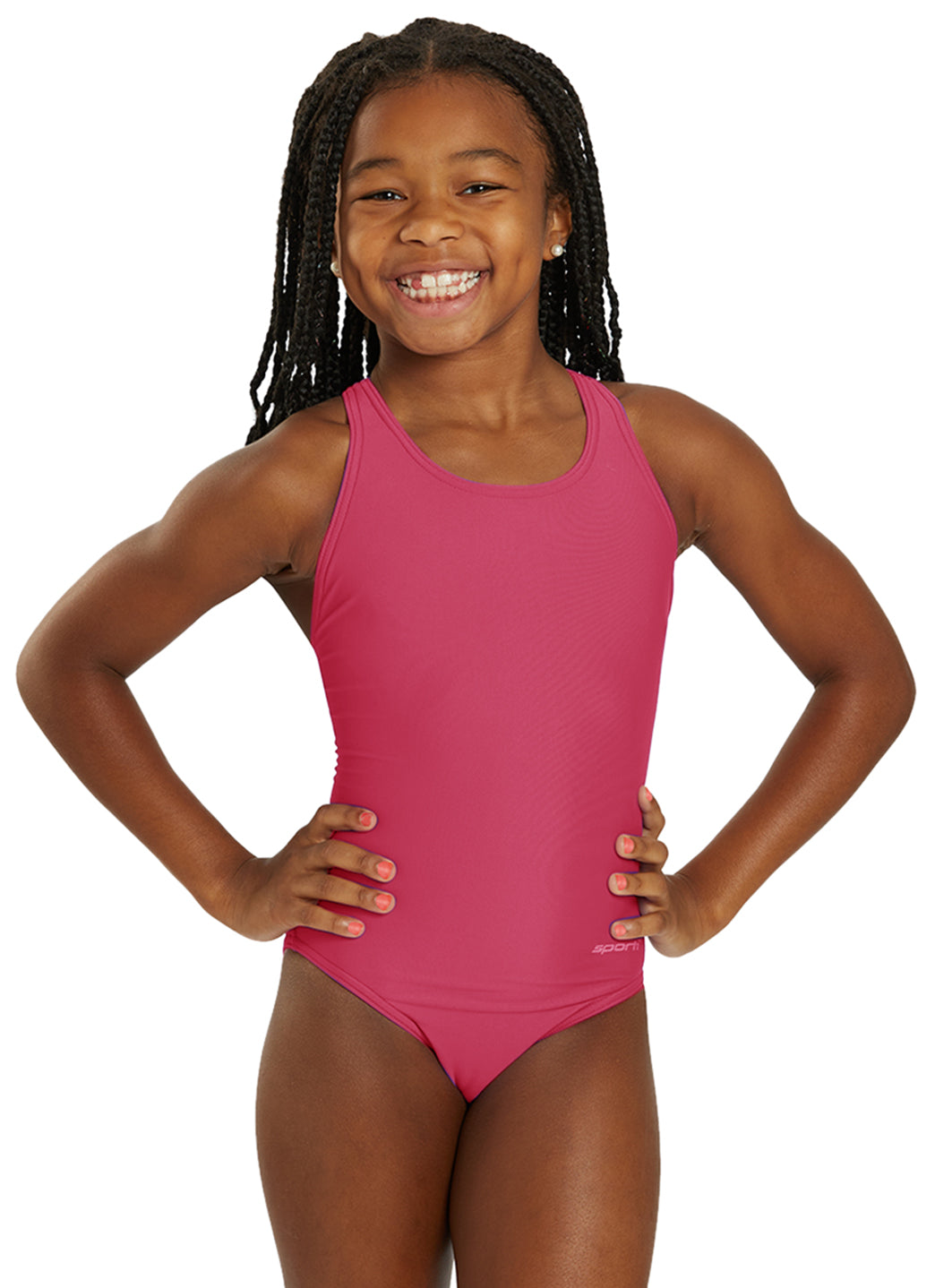 Sporti Solid Wide Strap One Piece Swimsuit (22-44) at SwimOutlet.com