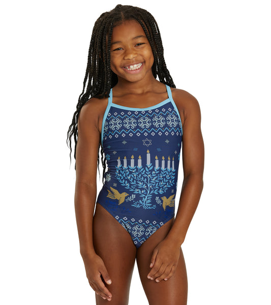 Sporti Granny Sweater Hanukkah Thin Strap One Piece Swimsuit (22