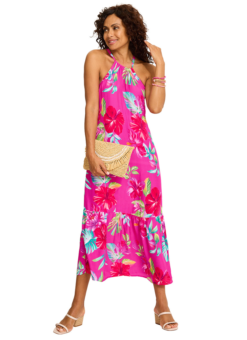 women's fiesta dress Tommy Bahama Women's Fiesta Floral Coverup Dress - Pink Maui