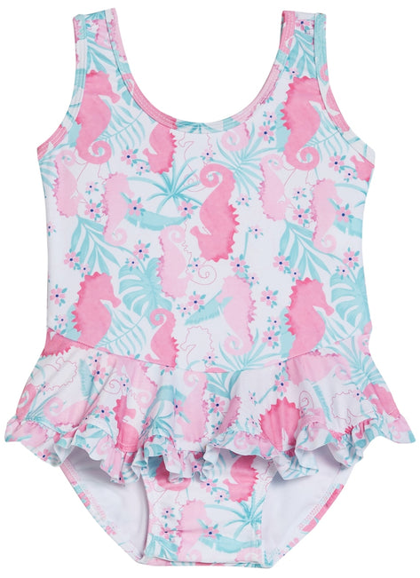 Flap Happy Girls' Botanical Turtles Stella UPF 50+ Ruffle One Piece Swimsuit (Baby)
