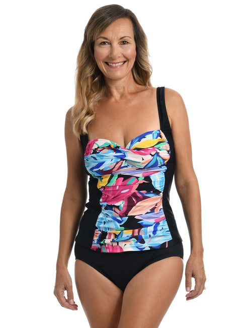 Maxine Women's Party Palm Shirred Tankini Top