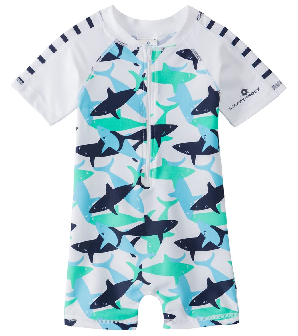 Snapper Rock Boys' Shark S/S One Piece Sunsuit (0-24mos) at SwimOutlet.com