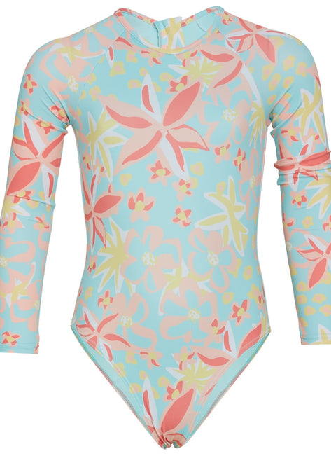Roxy Girls' Holiday Flower Long Sleeve One Piece Swimsuit (Toddler, Little Kid)