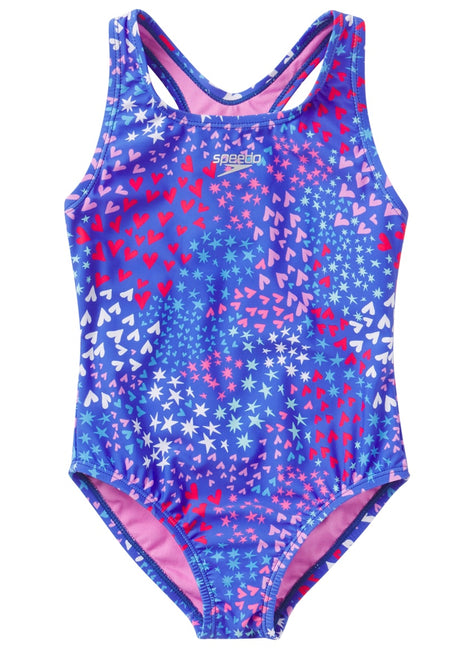 Speedo Girls' Printed Racerback One Piece Swimsuit (Little Kid, Big Kid)