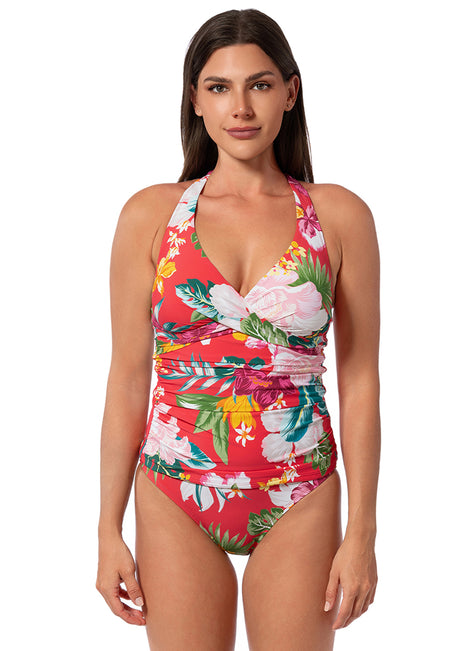 Jantzen Women's Morning Bloom Louise Wrap Tankini Top