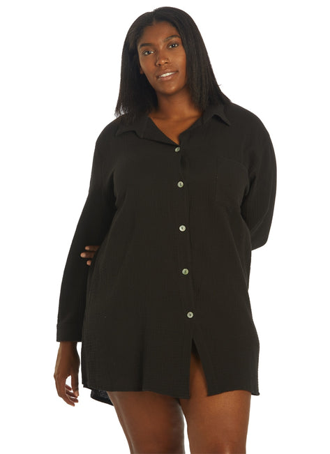 J.Valdi Women's Plus Size Cozumel Big Shirt Cover Up