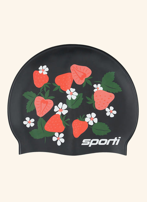 Sporti Strawberry Fields Silicone Swim Cap