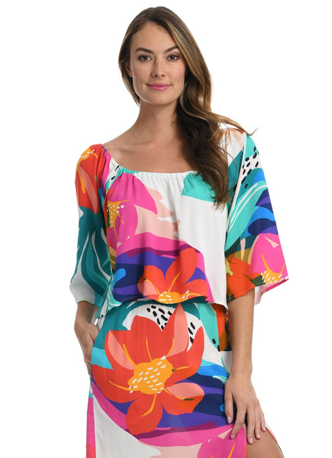 La Blanca Women's Eclectic Shore Bell Sleeve Top
