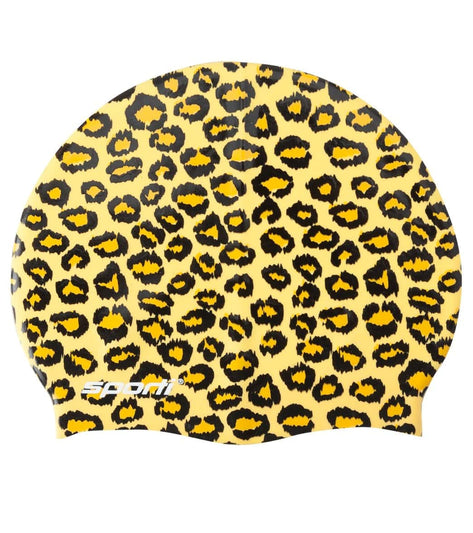 Sporti Cheetah Print Silicone Swim Cap