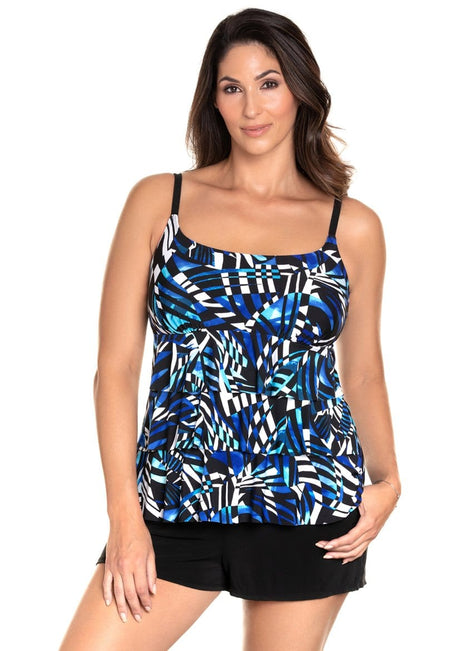 Longitude Digital Cortex Ruffle Long Torso Swim Romper