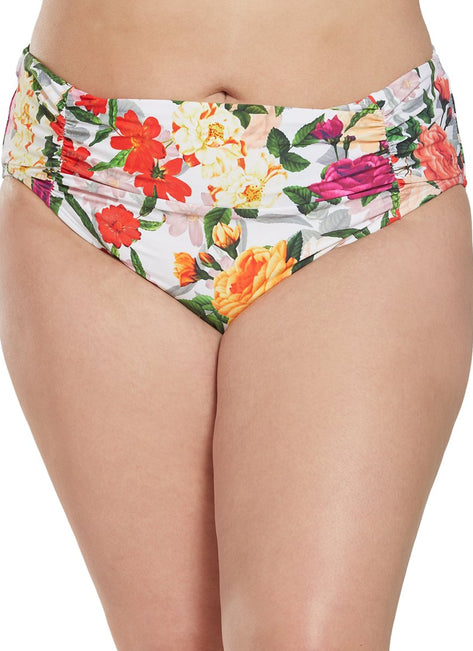 Sunsets Curve Plus Size Rose Garden Shoreline Shirred Bikini Bottom