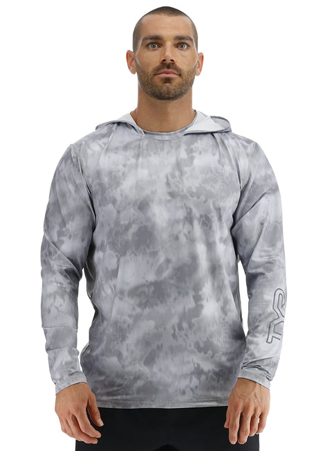 TYR Men's Turbulent SunDefense Hooded UPF 50+ Swim Shirt