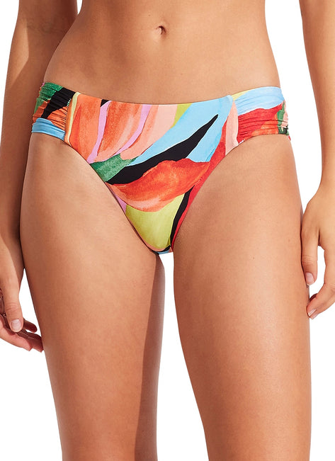 Seafolly Women's Tropfest Ruched Side Retro Bikini Bottom