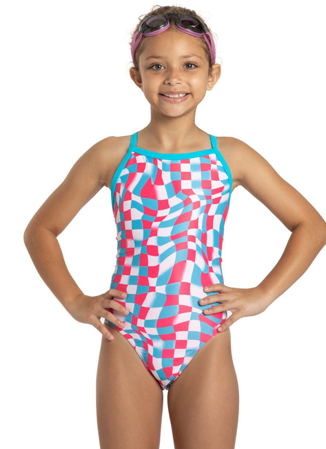 Sporti x Gretchen Walsh Liquified Checks Thin Strap One Piece Swimsuit Youth (22-28)