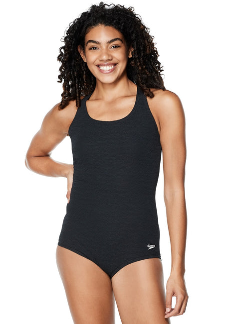 Speedo Women's Pebble Textured X-Back One Piece Swimsuit